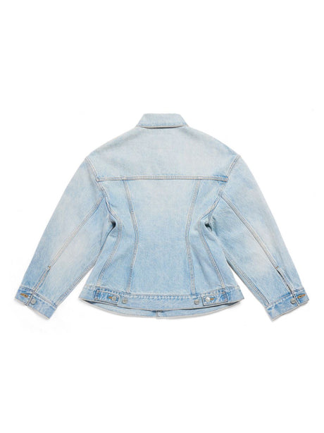 Clear Blue Hourglass Denim Jacket for Women - Sustainable Fashion by BALENCIAGA