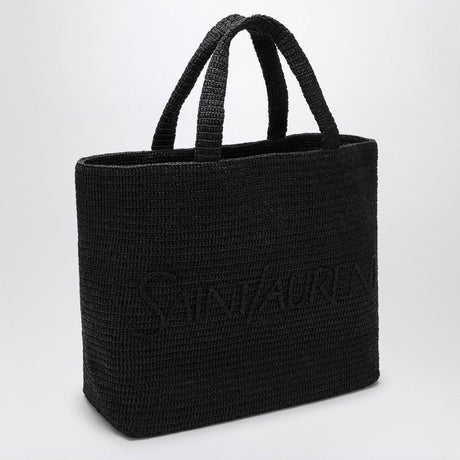 SAINT LAURENT Stylish and Practical Black Raffia Tote Handbag for Women - SS24 Collection