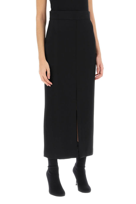 ALEXANDER MCQUEEN High-Waisted Pencil Skirt in Light Wool Grain of Poudre