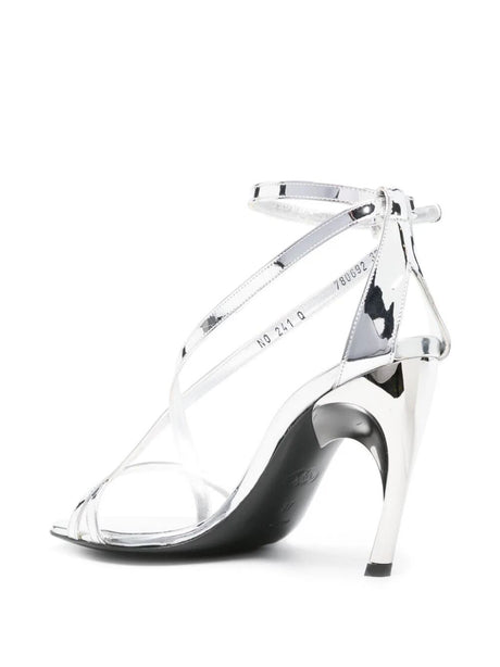ALEXANDER MCQUEEN Gray Twisted Armadillo 95mm Patent Sandals - SS24 Collection