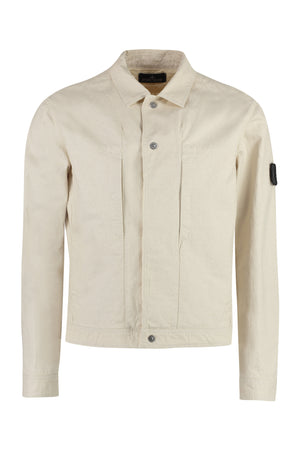 STONE ISLAND SHADOW PROJECT White Trucker Overshirt for Men | Classic Collar, 4 Front Pockets, Double Back Slit