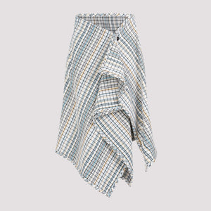 BOTTEGA VENETA Multicolour Check Pattern Cotton Skirt for Women