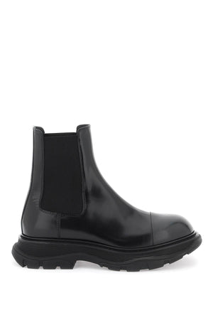 ALEXANDER MCQUEEN Men's Leather Chelsea Ankle Boots with Reinforced Toe