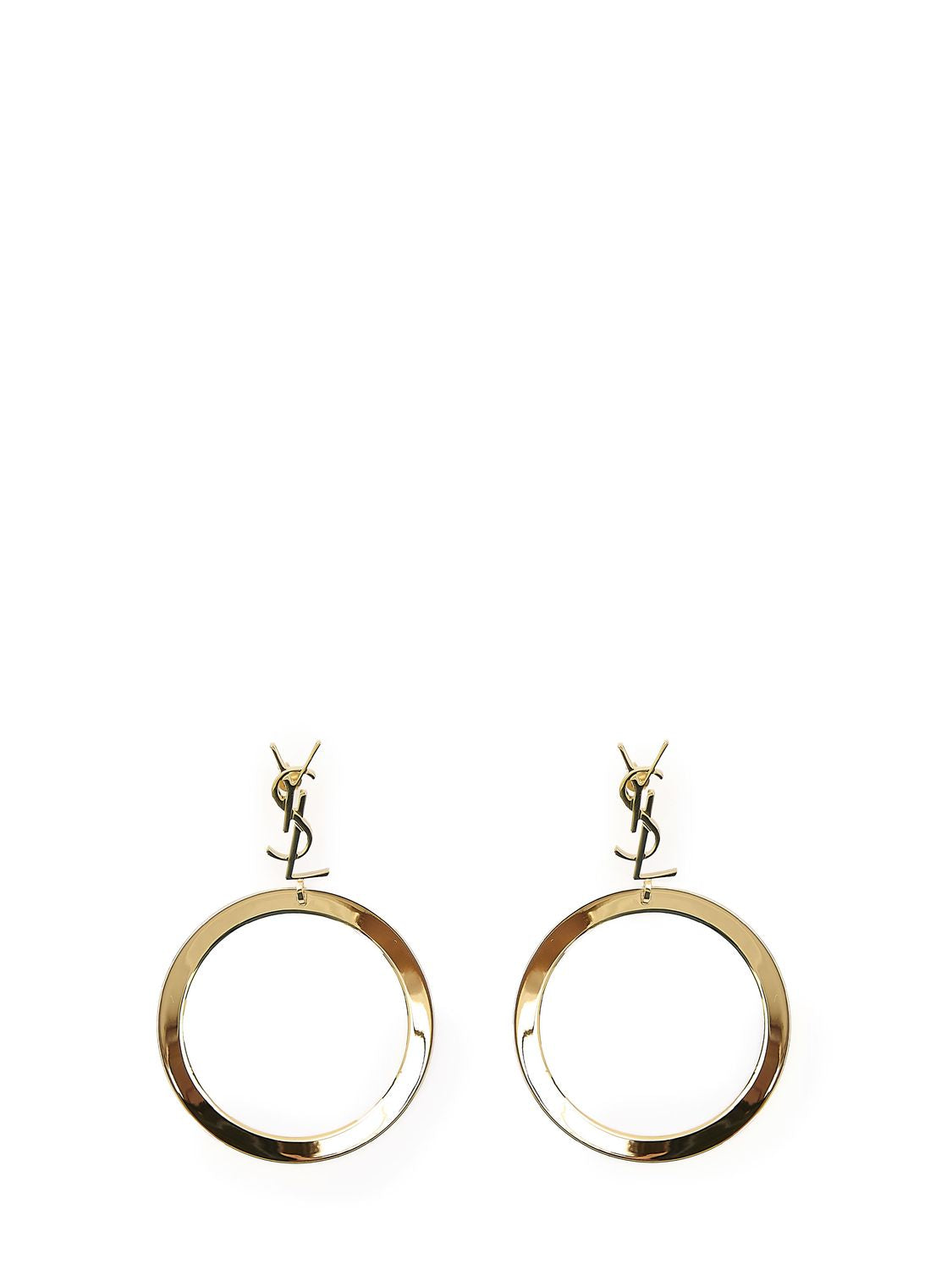 SAINT LAURENT Elegant Gold Logo Hoop Earrings for Women