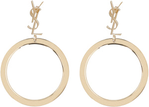 SAINT LAURENT Elegant Gold Logo Hoop Earrings for Women