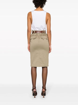 SAINT LAURENT Beige Gabardine Pencil Skirt for Women