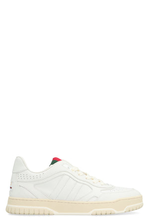 GUCCI White Leather Low-Top Sneakers with Contrasting Color Sole for Women