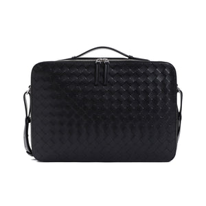 BOTTEGA VENETA Luxurious Black Leather Briefcase for Men - FW24 Collection