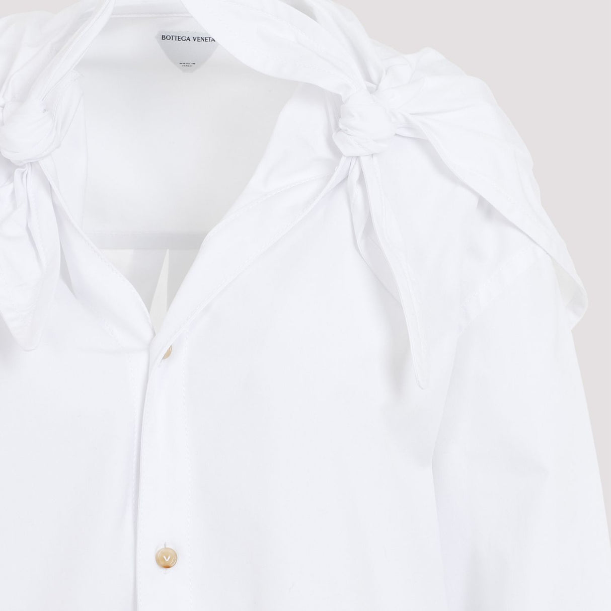 女士白色棉布结带衬衫 - 2024春夏款