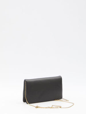 SAINT LAURENT Stylish Black Leather Wallet with Chain for Women