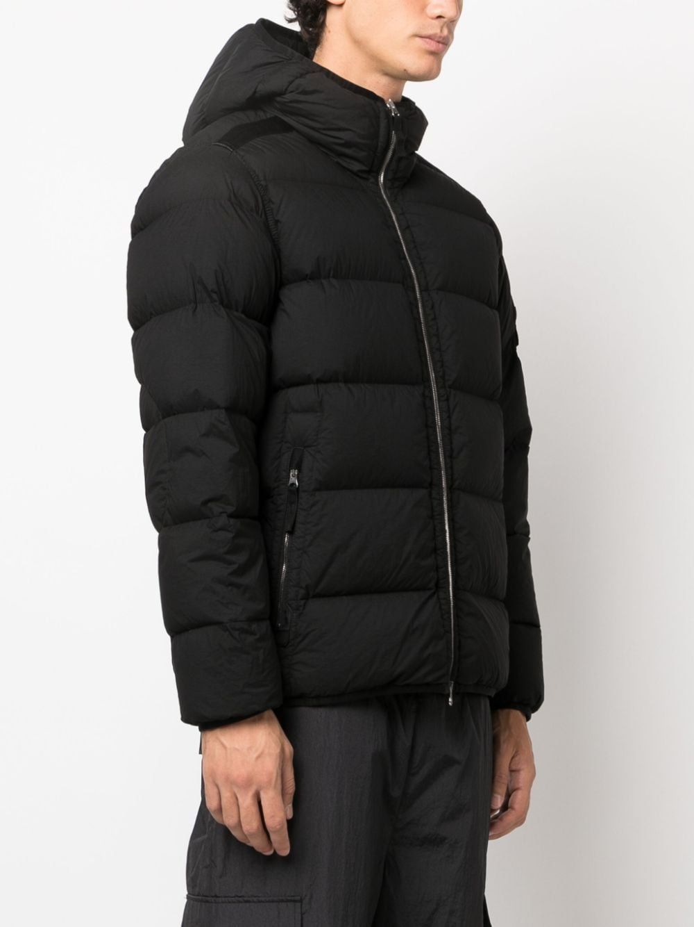 STONE ISLAND Black Hooded Nylon Down Jacket for Men - FW23 Collection