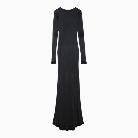 BALENCIAGA Black Washed-out Cotton Maxi Lingerie Dress