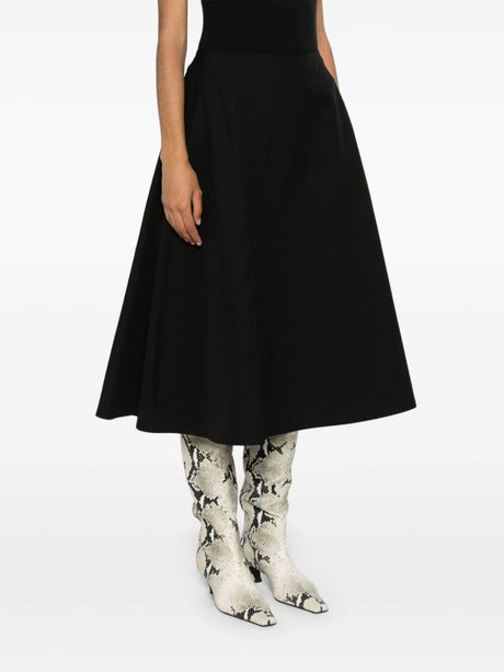 BOTTEGA VENETA Feminine Black Flared Midi Skirt for Women | SS24 Collection