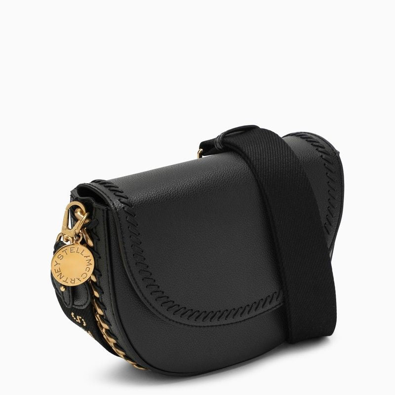 STELLA MCCARTNEY Black Faux Leather Shoulder Handbag for Women with Magnetic Closure and Adjustable Strap