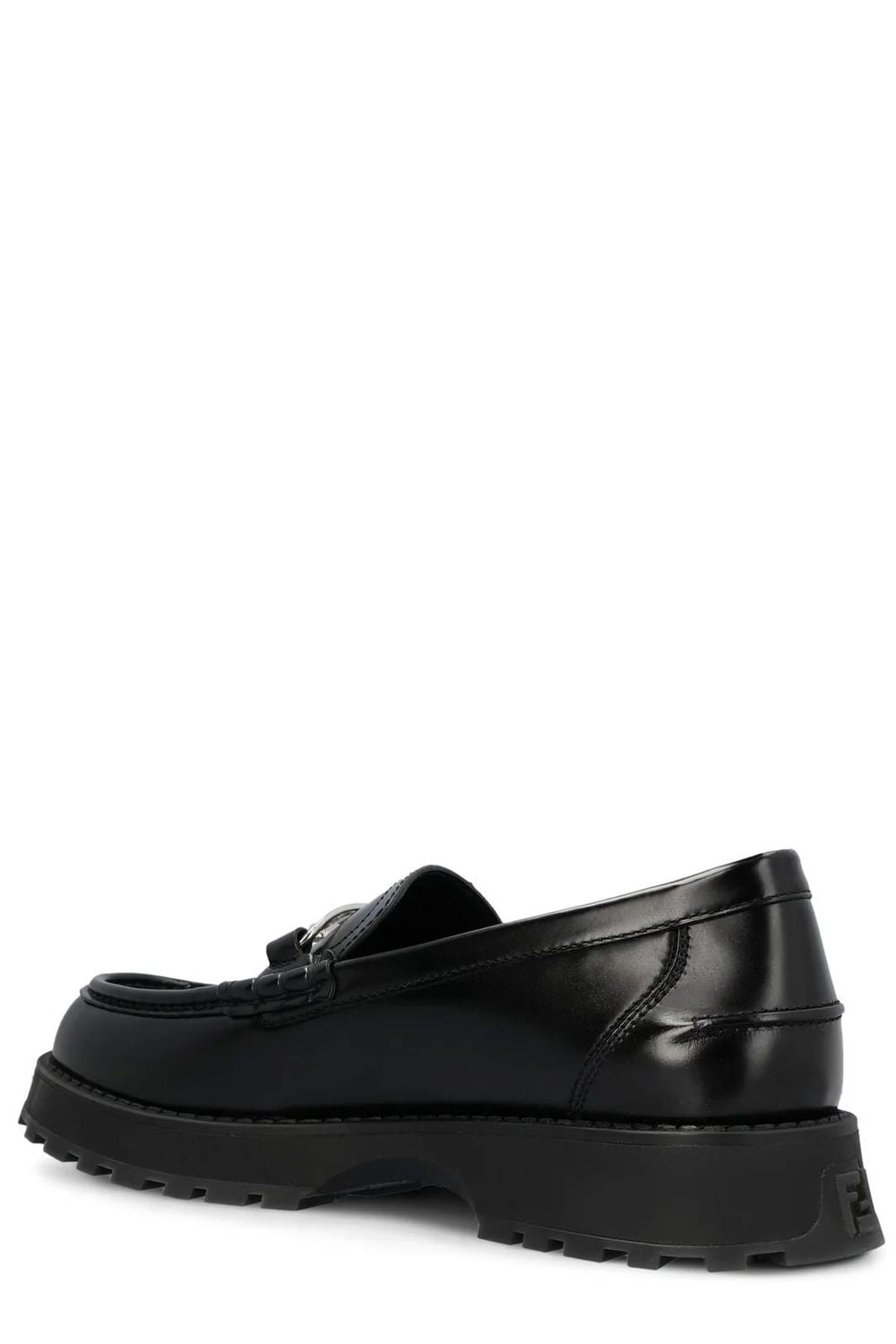 FENDI Sleek Smooth Leather O'Lock Loafers for Men in Black for FW23