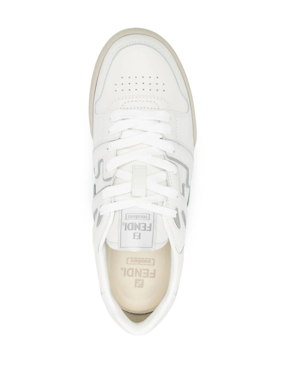 FENDI Men's White and Grey Leather Sneakers for SS24