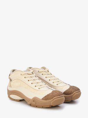 Men's Beige Sneakers - Lightweight Fendi Sneakers with Cork-Coated Toe and Rubber Sole