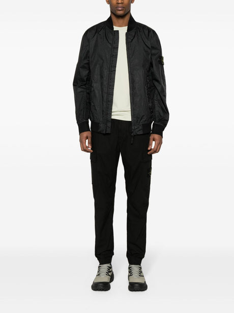 STONE ISLAND Black Crinkled Bomber Jacket for Men from SS24 Collection