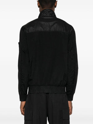 STONE ISLAND Black Nylon Zipped Jacket for Men - Lightweight and Stylish for SS24