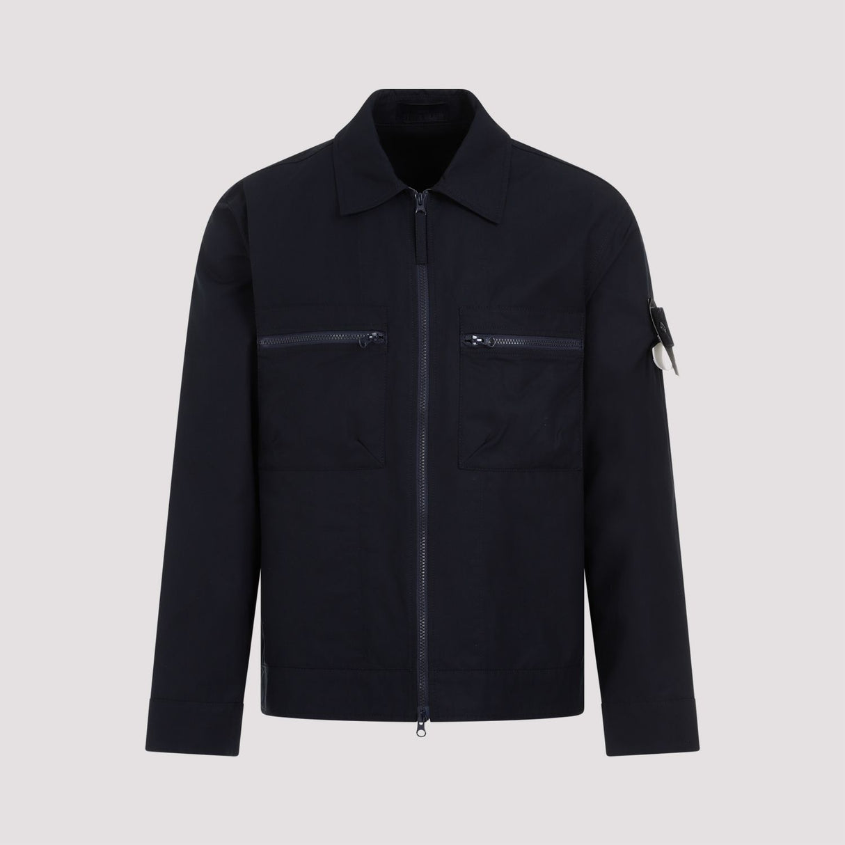 STONE ISLAND Midnight Blue Cotton Zipped Jacket for Men - SS24