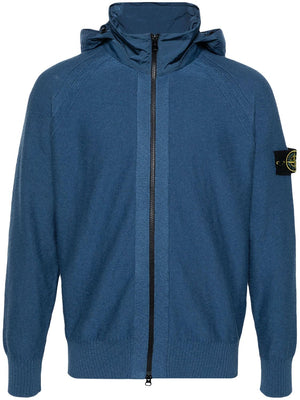 STONE ISLAND Blue Hooded Cardigan for Women | SS24 Collection
