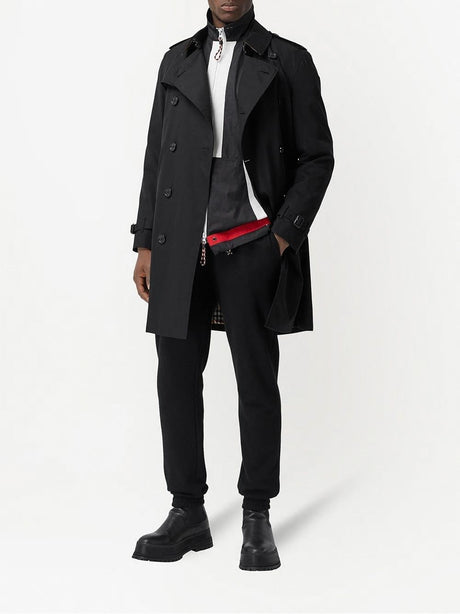 BURBERRY Black Cotton and Leather Mid-Length Jacket for Men