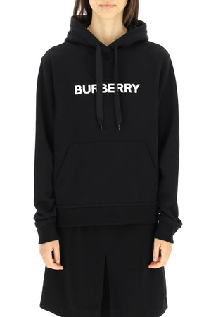 BURBERRY Black Logo-Print Cotton Hoodie for Women - SS24 Season