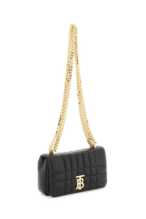 BURBERRY Mini Lola Quilted Leather Shoulder Bag with Chain Strap and TB Monogram - Black