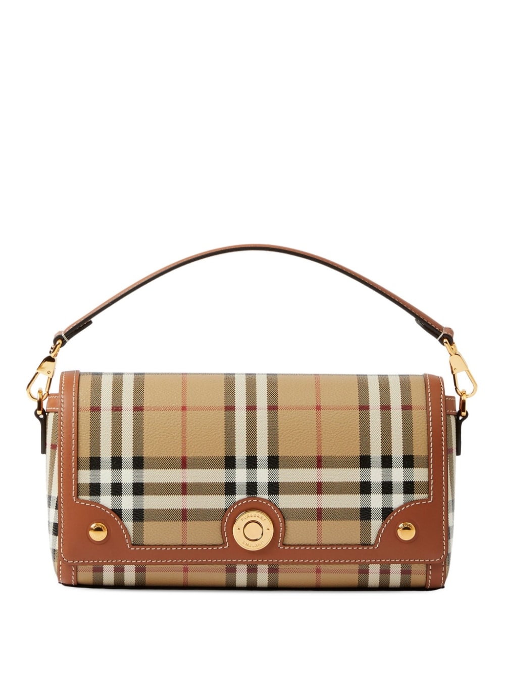 BURBERRY Elegant Brown Leather and Check Handbag for Women
