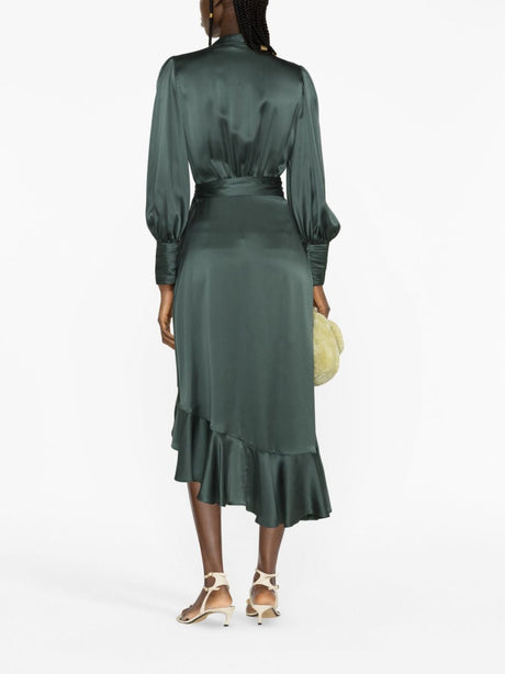 ZIMMERMANN Elegant Dark Green Silk Dress for Women