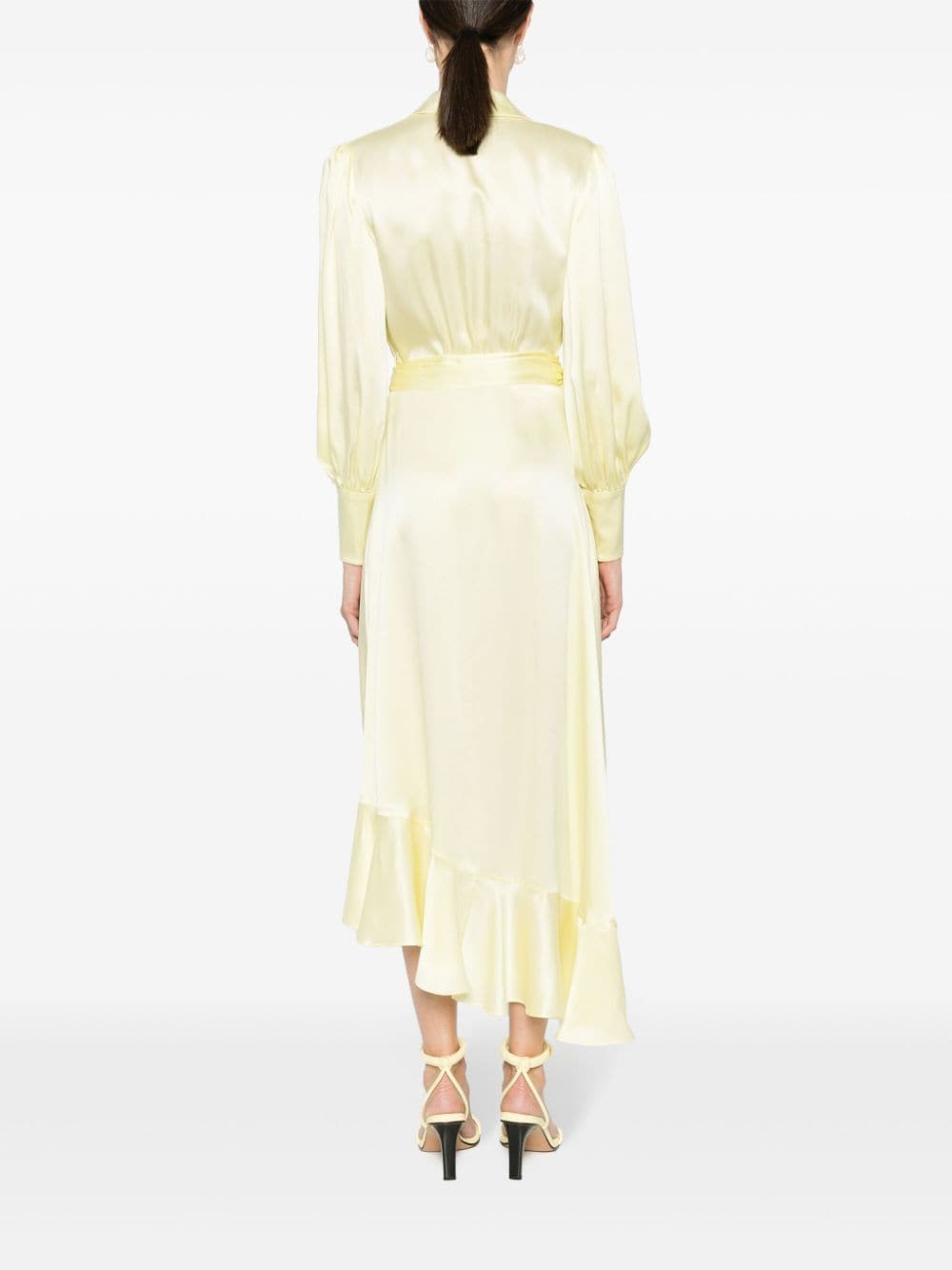 ZIMMERMANN Lemon Yellow Silk Wrap Midi Dress for Women