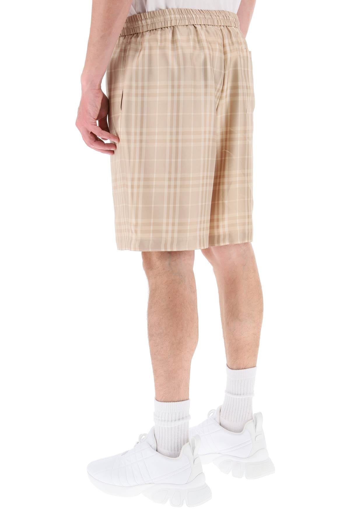 Men's Burberry Tartan Silk Shorts - Beige (2024 FW23 Collection)
