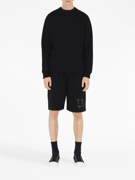 BURBERRY Black Check Detail Cotton Sweatshirt for Men