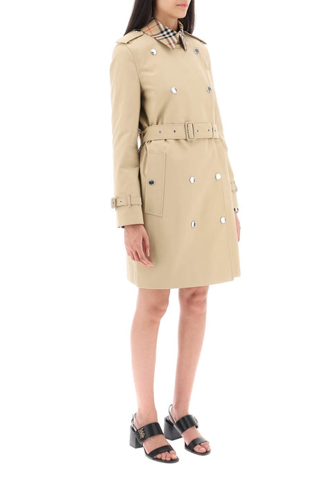 BURBERRY Beige Vintage Check-Trim Short Trench Jacket for Women