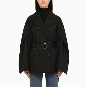 BURBERRY Women's Black Wool Blend Double-Breasted Jacket for FW23