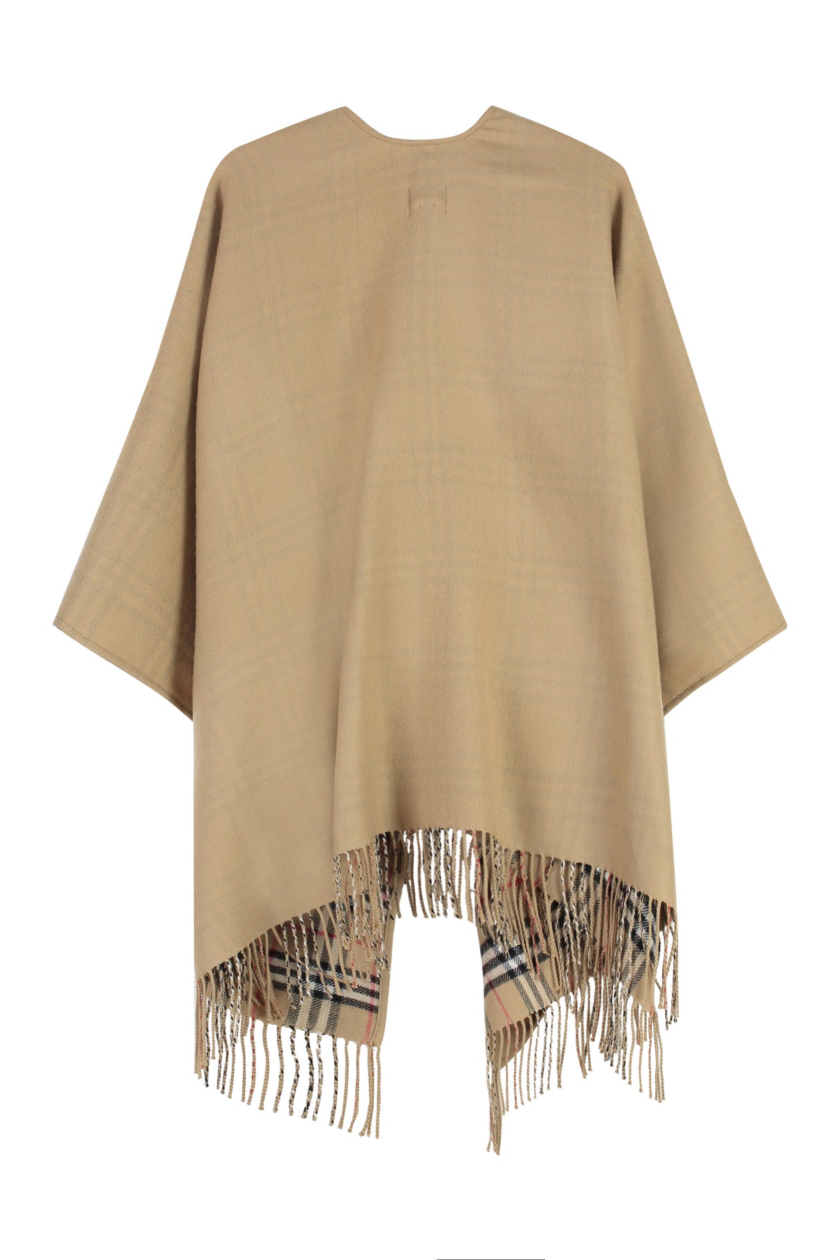 BURBERRY Reversible Check Wool Cape for Women - Beige