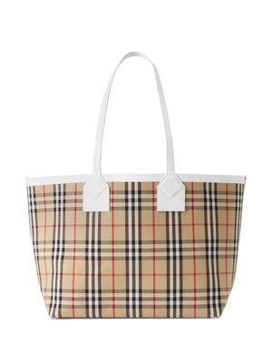 BURBERRY London Check Medium Tote with Zip Pouch in Tan