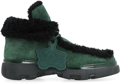 BURBERRY Green Shearling Ankle Boots for Men