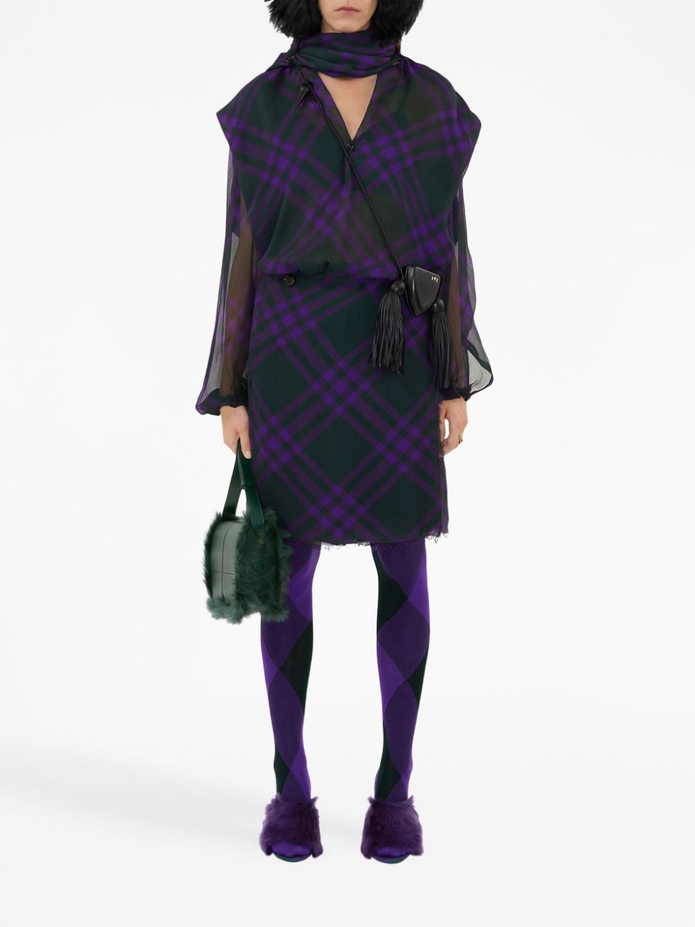 BURBERRY Luxurious Mulberry Silk 2024 Skirt in Royal IP Check for Women
