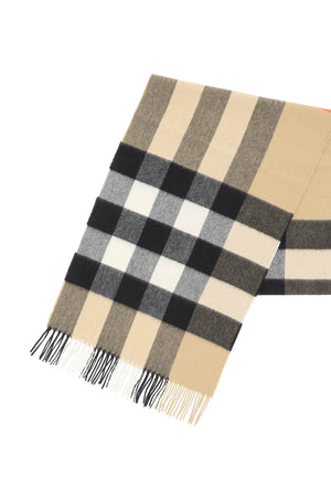 BURBERRY Large Check Cashmere Scarf in Tan for Women