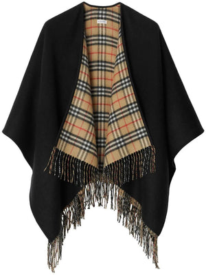 BURBERRY Reversible Check Cape for Women in Black - Fall/Winter 2024