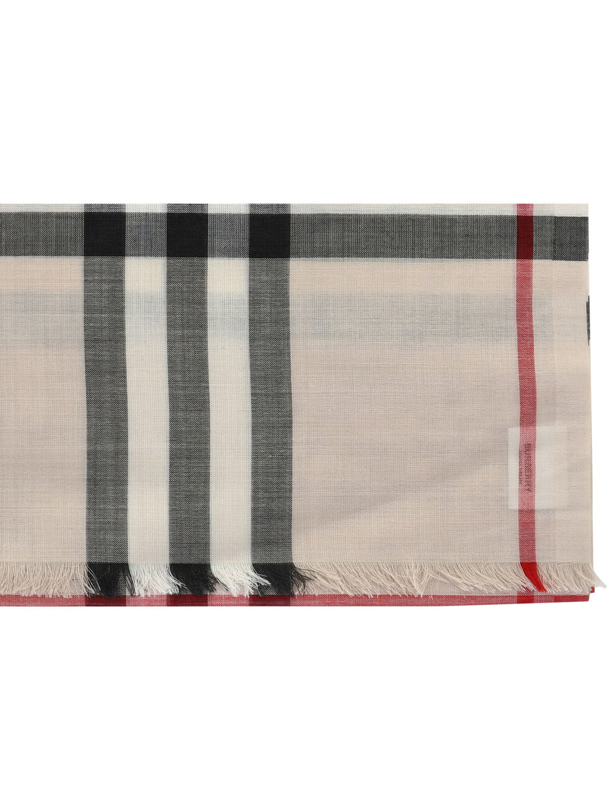 BURBERRY Tan Wool Silk Check Scarf for Women