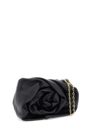 BURBERRY Black Rose Mini Leather Crossbody Bag with Chain Strap and Gold-Tone Accents