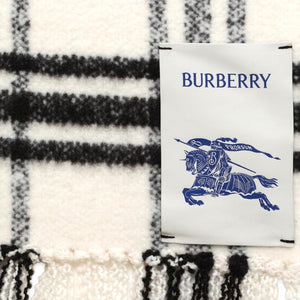 BURBERRY Luxurious White Frayed Hem Wool Scarf for Men | FW23 Collection