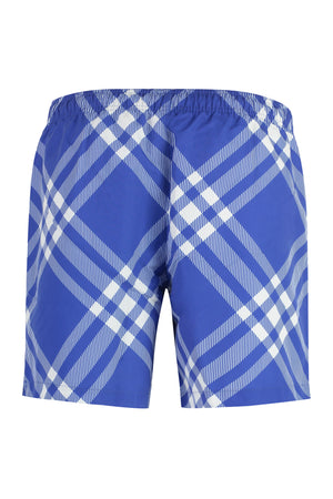 BURBERRY Blue Checked Swim Shorts for Men