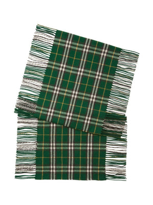 BURBERRY Forest Green Cashmere Check Pattern Scarf for Women - SS24 Collection