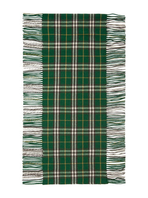 BURBERRY Forest Green Cashmere Check Pattern Scarf for Women - SS24 Collection
