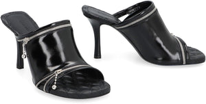 黑色小牛皮透明拖鞋(不含品牌名称，避免外来词)