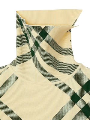 BURBERRY Beige Check Turtle-Neck Sweater for Women | SS24 Collection