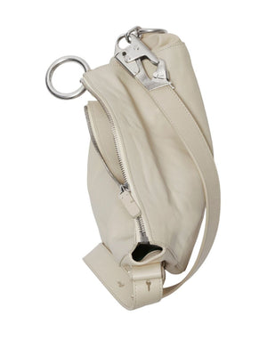 白色松软牛皮手拎包带可调节肩带和顶部拉链
